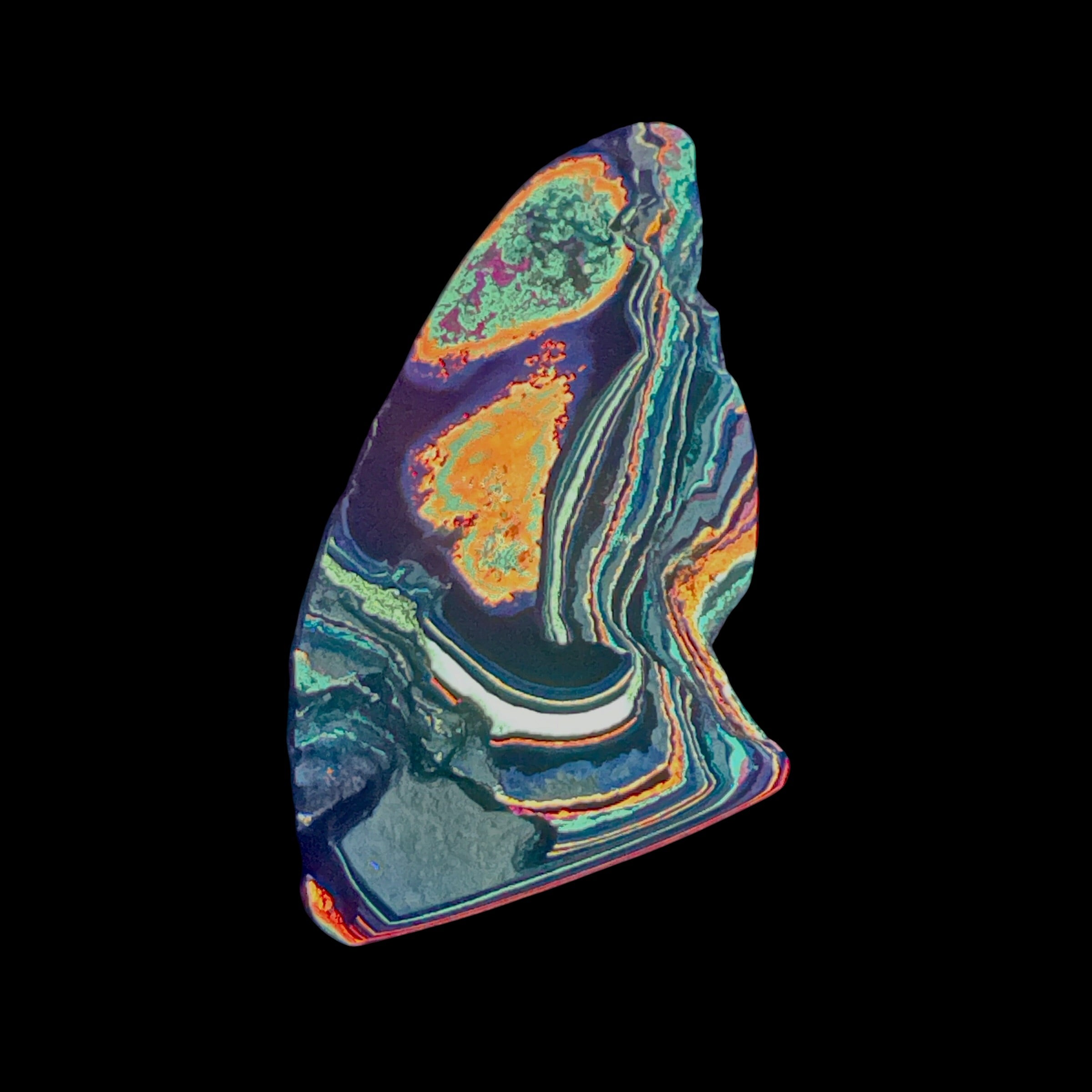 DVH Fluorescent Funkite Polished Face Rough Specimen 70x37x21mm 32g Like Fordite (6642)