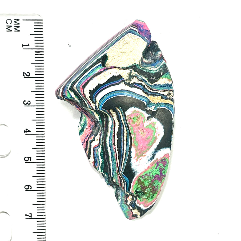 DVH Fluorescent Funkite Polished Face Rough Specimen 70x37x21mm 32g Like Fordite (6642)