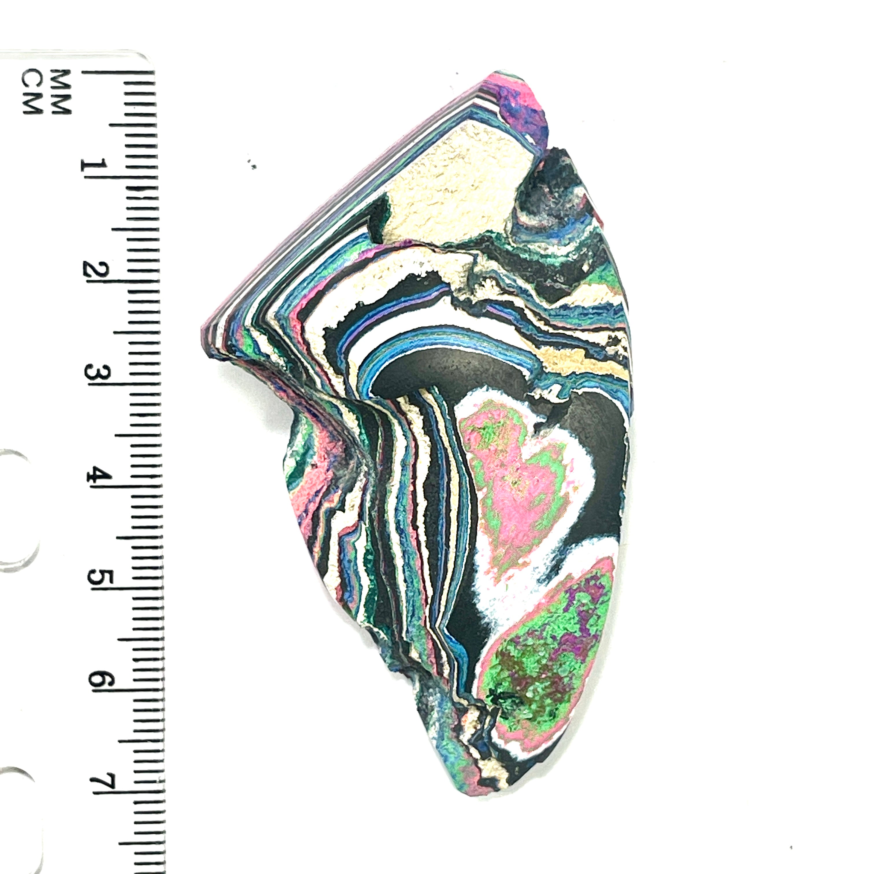 DVH Fluorescent Funkite Polished Face Rough Specimen 70x37x21mm 32g Like Fordite (6642)