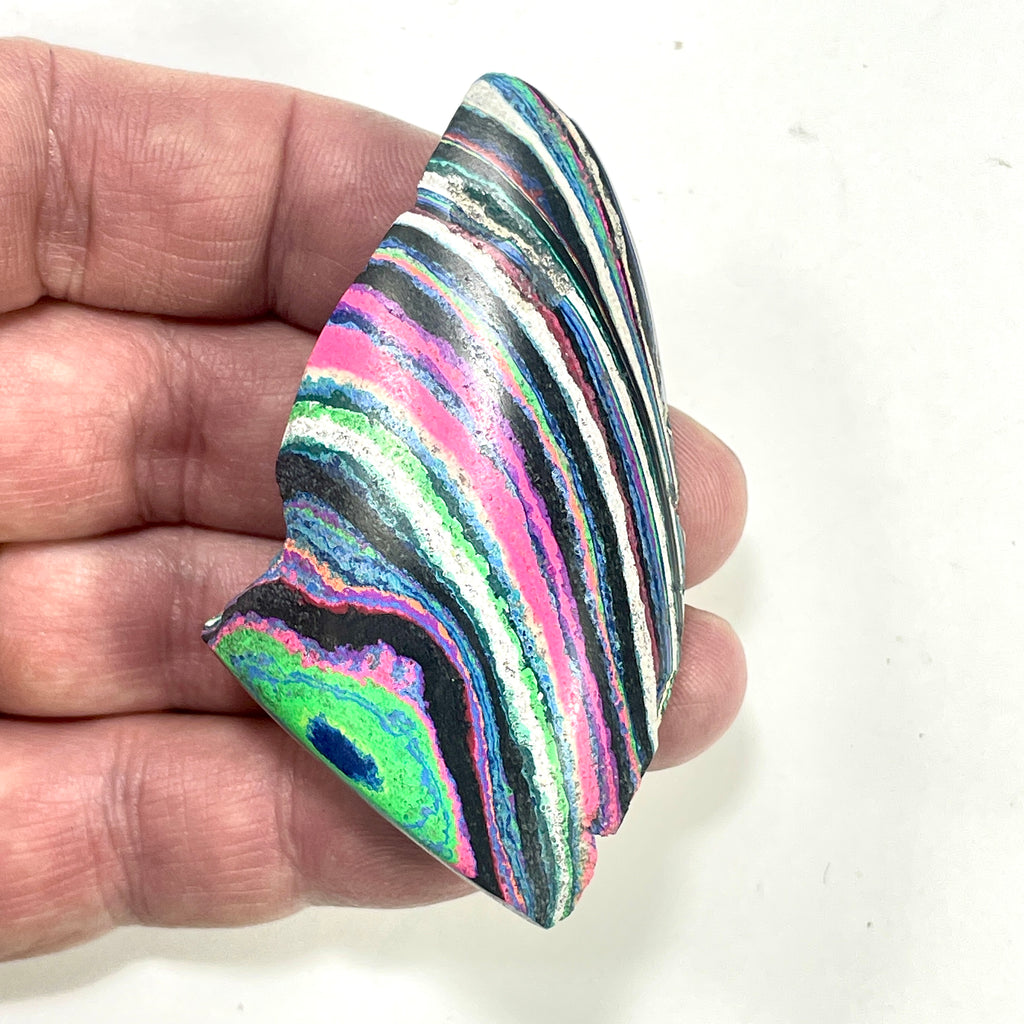 DVH Fluorescent Funkite Polished Face Rough Specimen 70x37x21mm 32g Like Fordite (6642)