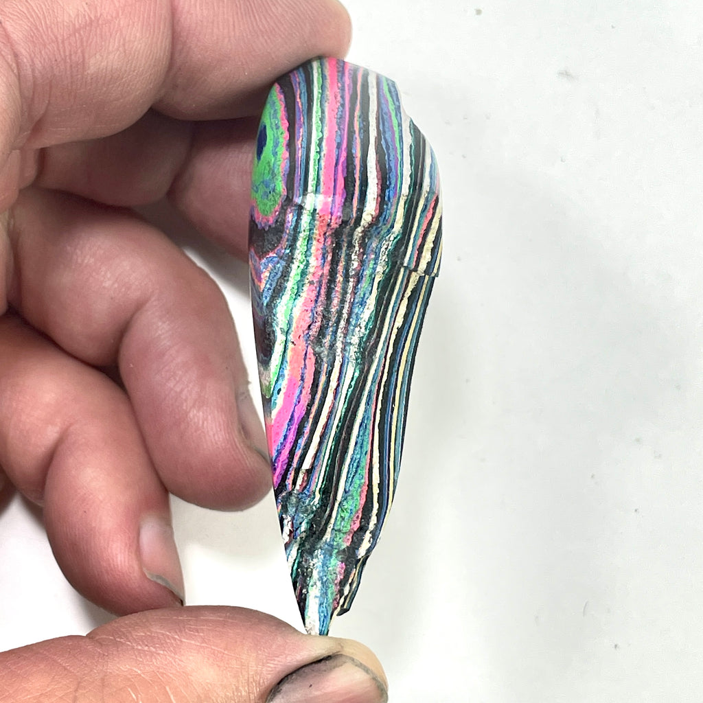 DVH Fluorescent Funkite Polished Face Rough Specimen 70x37x21mm 32g Like Fordite (6642)