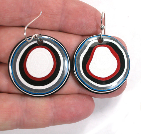 DVH Fordite Earrings Ford F150 Truck KC Assembly 33mm Rd Sterling (5333)