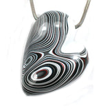 DVH Fordite Sparkly Metallic Freeform Heart Bead Pendant 47x35x19 (5337)