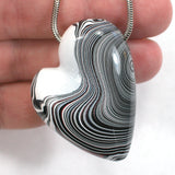 DVH Fordite Sparkly Metallic Freeform Heart Bead Pendant 47x35x19 (5337)