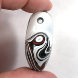 DVH Fordite Sparkly Metallic Freeform Heart Bead Pendant 47x35x19 (5337)