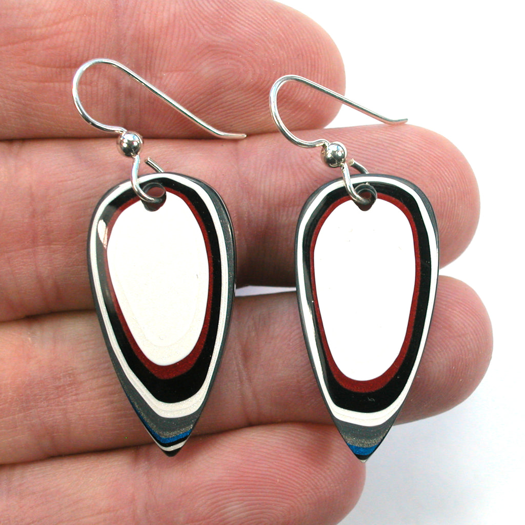 DVH Fordite Earrings Ford F150 Truck KC Assembly 32x17mm Sterling (5439)