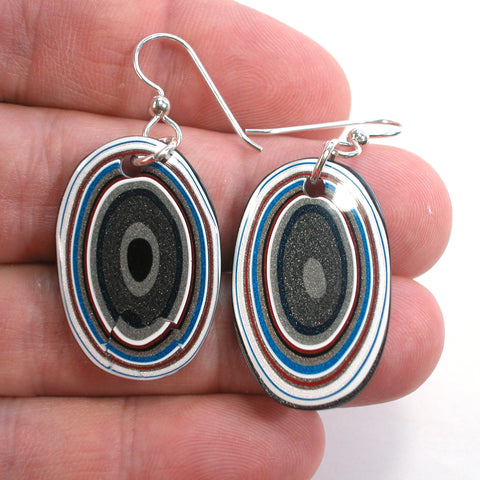 DVH Fordite Earrings Ford F150 Truck KC Assembly Sterling 31x20x4mm (5618)