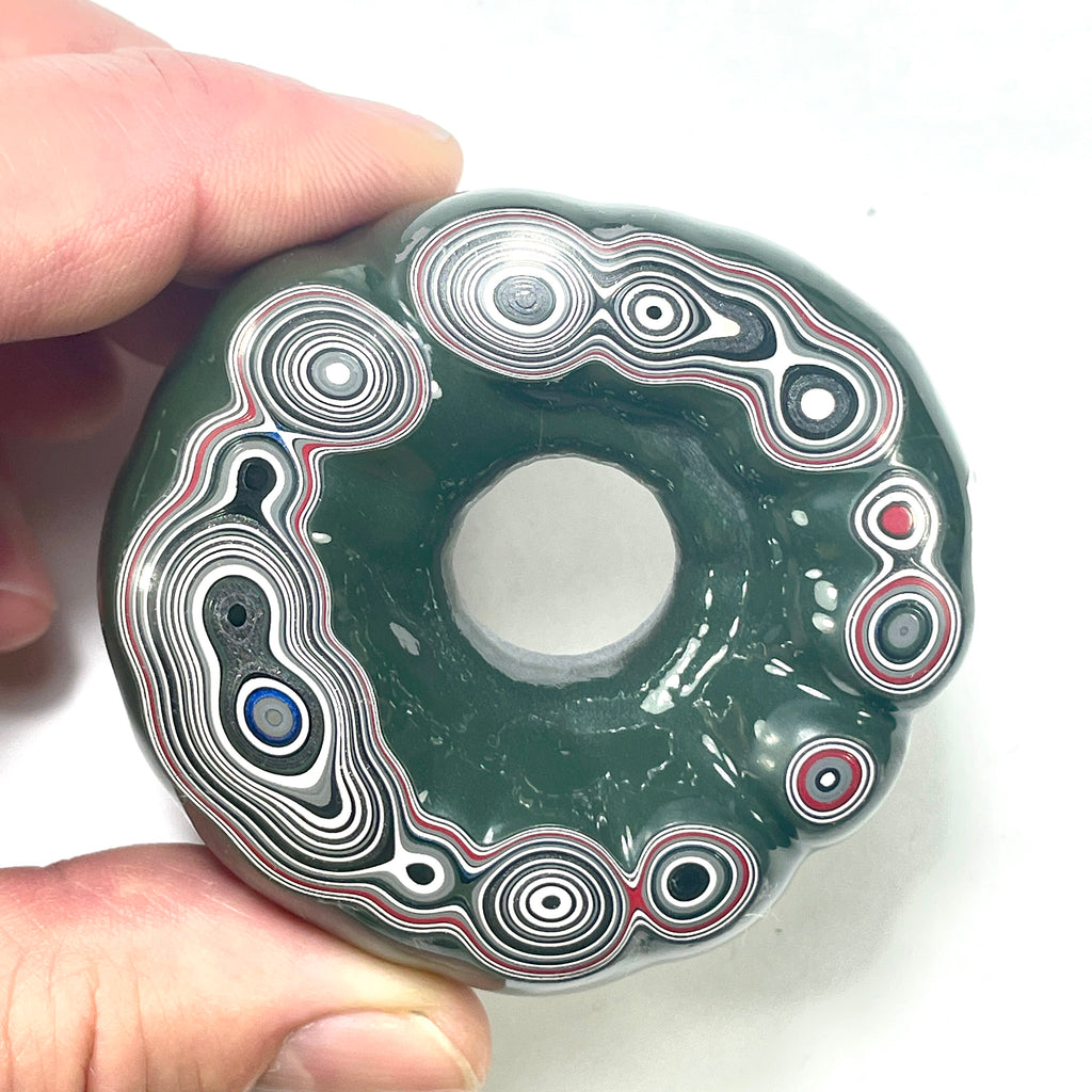 DVH Michigan Fordite Specimen Polished Face Rare Donut Rough Chv Frd Jp (6167)