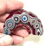 DVH Michigan Fordite Specimen 1/2 Donut Polished Face Rough Chv Frd Jp (6180)