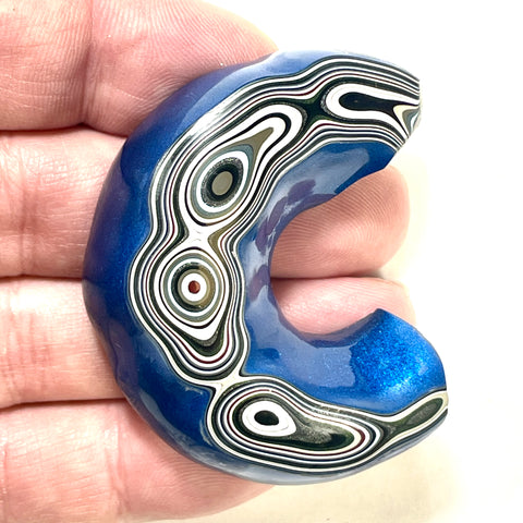 DVH Michigan Fordite Blue Rainbow Specimen Polished Face Chv Frd Jp (6183)