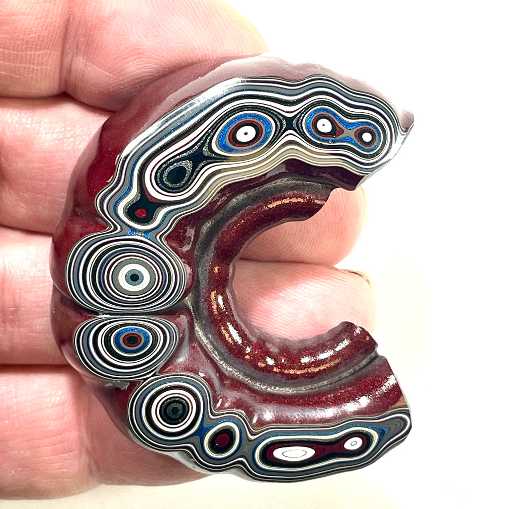 DVH Michigan Fordite Bulls Eye Rainbow Specimen Polished Face Chv Frd Jp (6188)