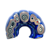 DVH Michigan Fordite Blue Bullseye Rainbow Specimen Polished Face Chv Frd Jp (6192)