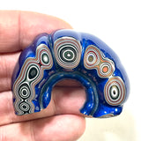 DVH Michigan Fordite Blue Bullseye Rainbow Specimen Polished Face Chv Frd Jp (6192)