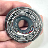 DVH Michigan Fordite Rare Buck Hole Donut Bead Pendant Chv Frd Jp 53mm Rd x8mm (6216)