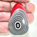 DVH Michigan Fordite Red Drip Bead Pendant Chv Frd Jp 47x30x23mm (6217)