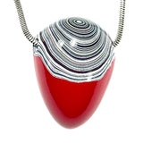 DVH Michigan Fordite Red Drip Bead Pendant Chv Frd Jp 43x23x22mm (6218)
