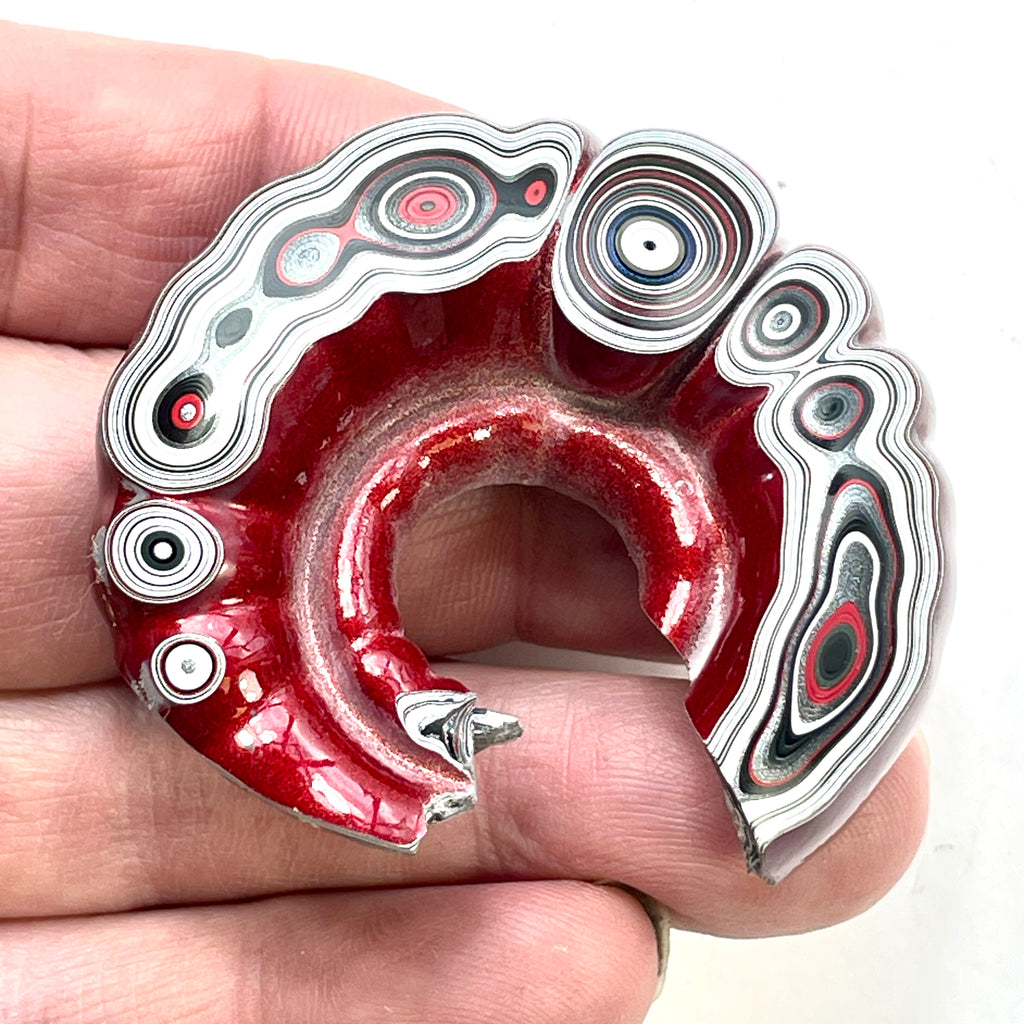 DVH Michigan Red Fordite Rare 1/2 Buck Hole Donut Specimen Polished Chv Frd Jp (6222) - DVHdesigns