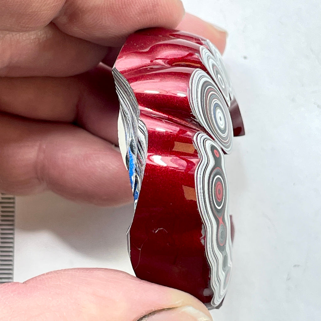 DVH Michigan Red Fordite Rare 1/2 Buck Hole Donut Specimen Polished Chv Frd Jp (6222) - DVHdesigns