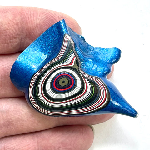 DVH Michigan Blue Fordite Specimen Polished Face Rough Chv Frd Jp (6226)