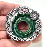 DVH Michigan Green Fordite Rare Buck Hole Donut Specimen Polished Chv Frd Jp (6233)