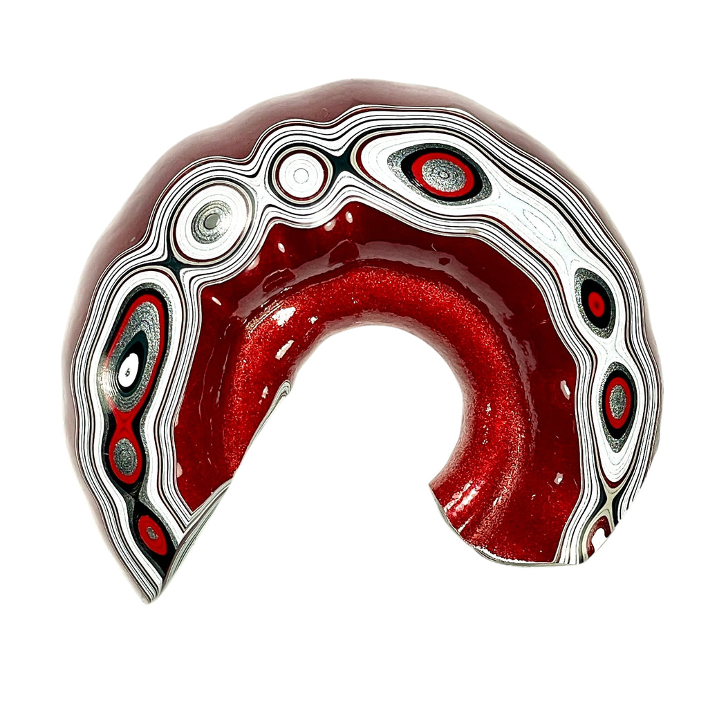 DVH Michigan Red Fordite 1/2 Buck Hole Donut Specimen Polished Face Chv Frd Jp (6235) - DVHdesigns
