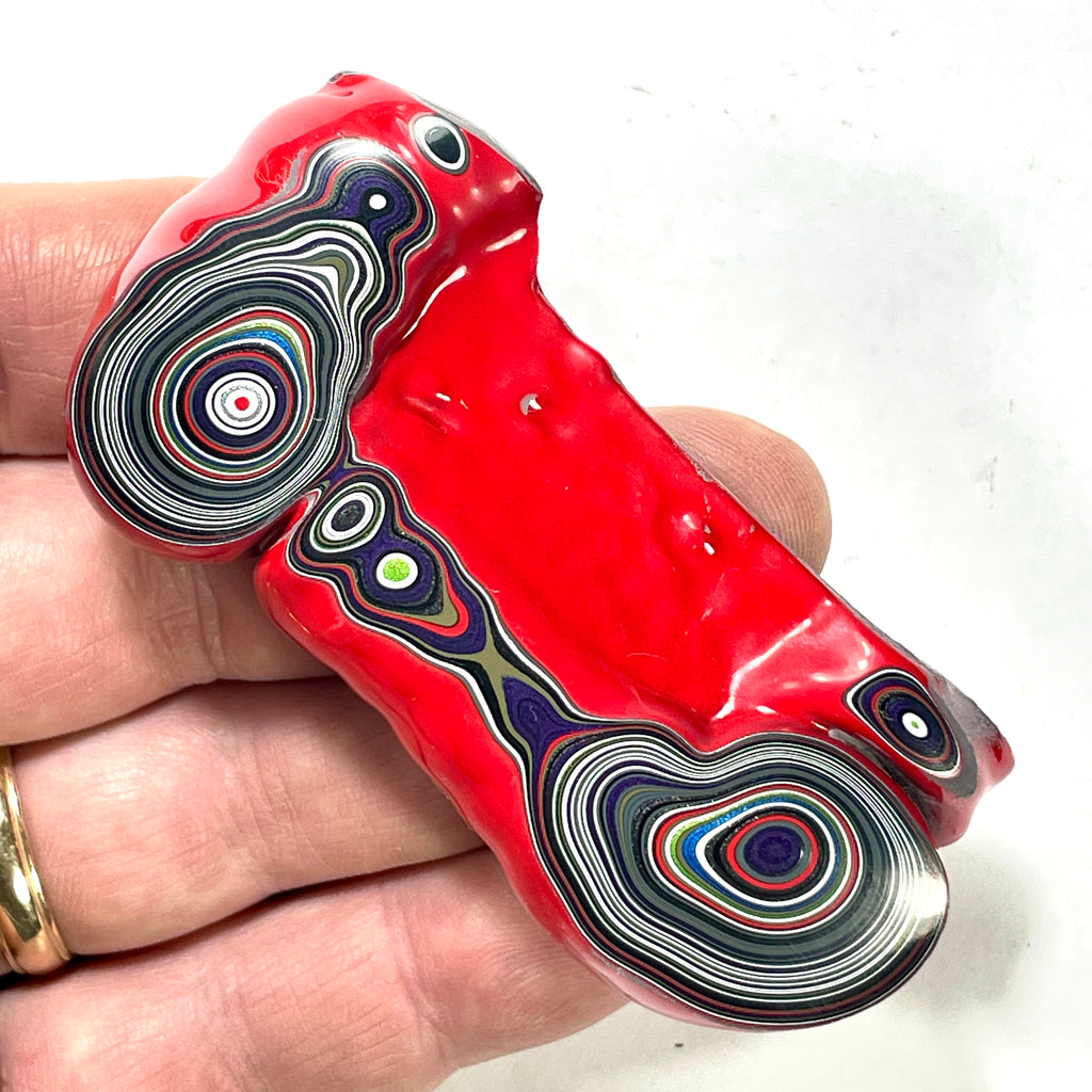 DVH Michigan Red Fordite Specimen Polished Face Rough Chv Frd Jp (6259)