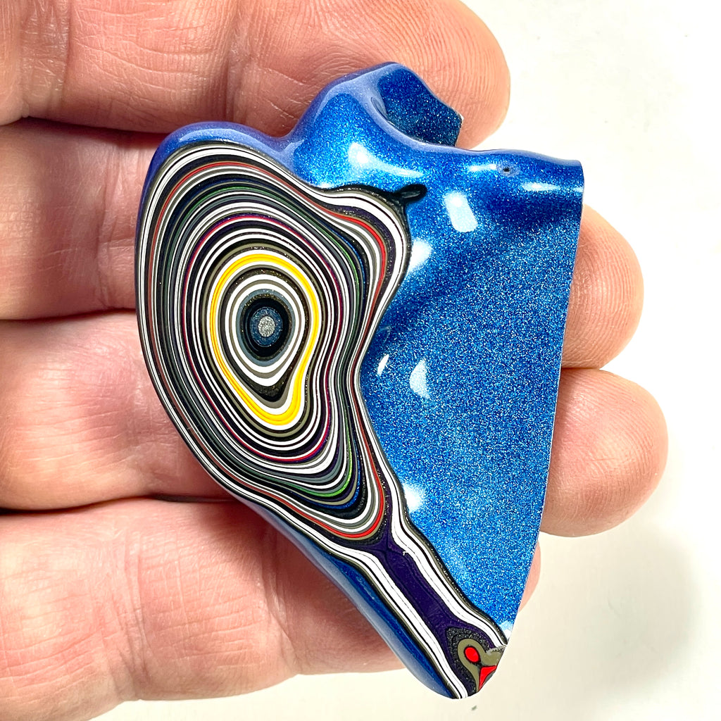 DVH Michigan Blue Fordite Specimen Polished Face Rough Chv Frd Jp (6260)
