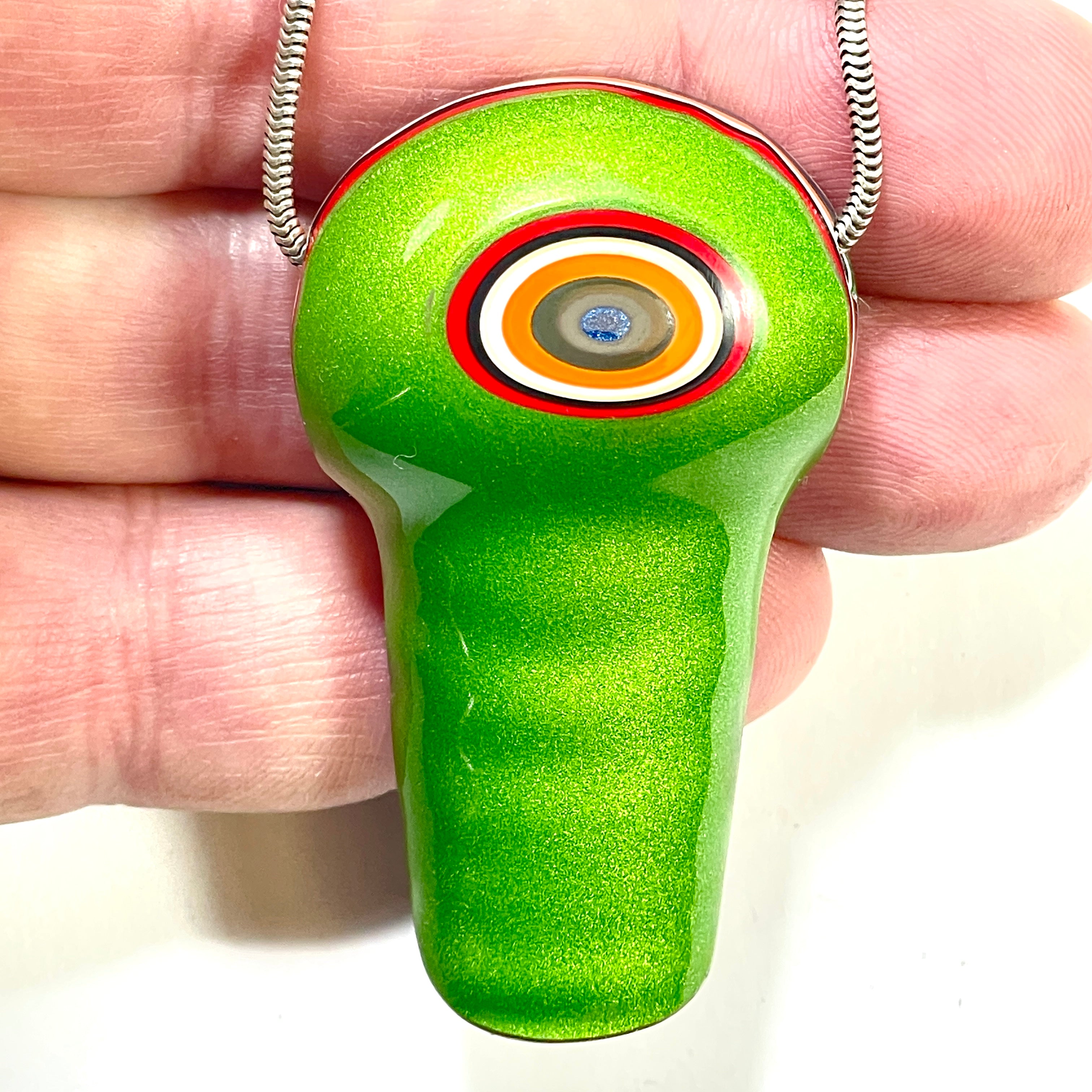 DVH Michigan Jeep Fordite Mojito Green Cyclops Bead Pendant 55x31x14mm (6305) - DVHdesigns