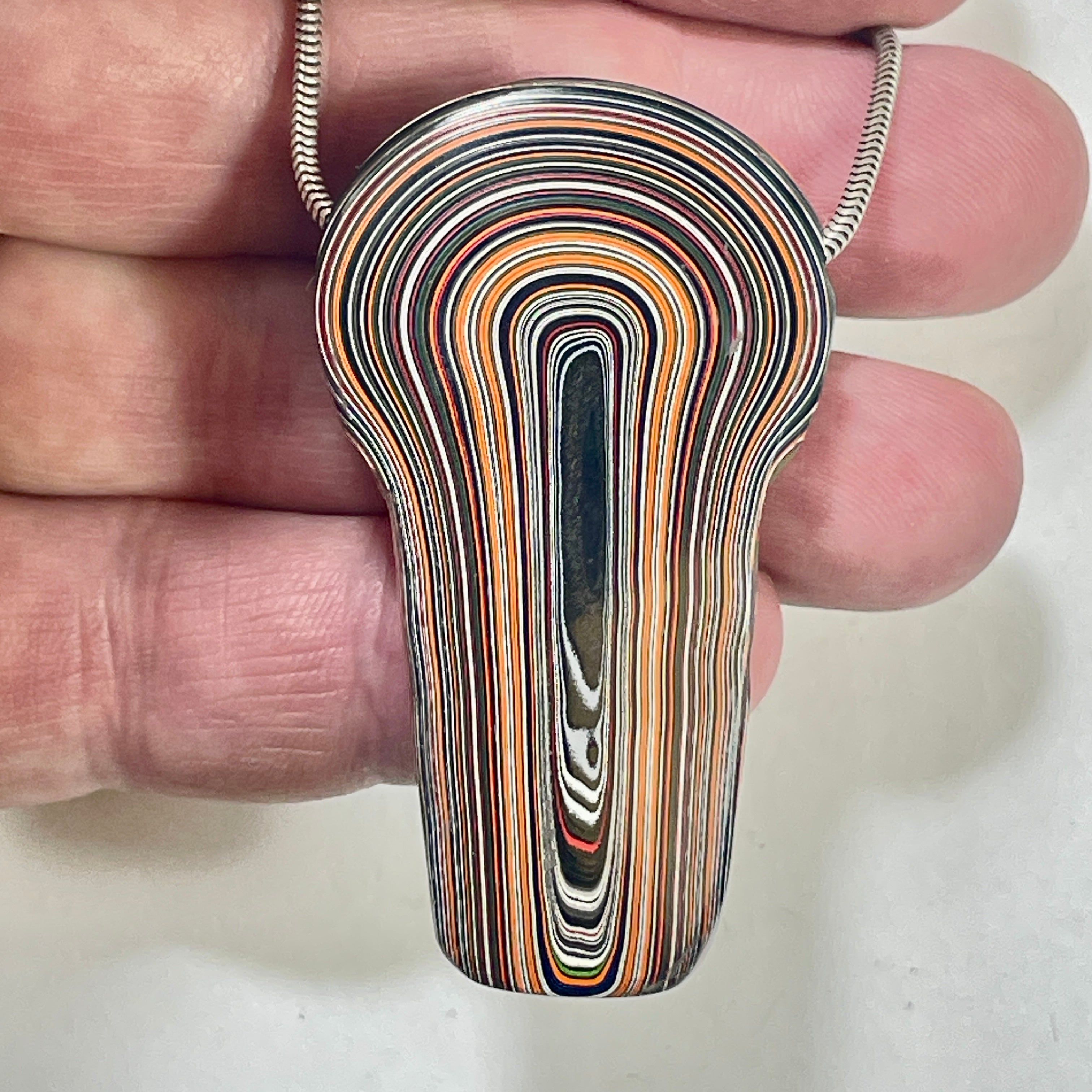 DVH Michigan Jeep Fordite Mojito Green Cyclops Bead Pendant 55x31x14mm (6305) - DVHdesigns