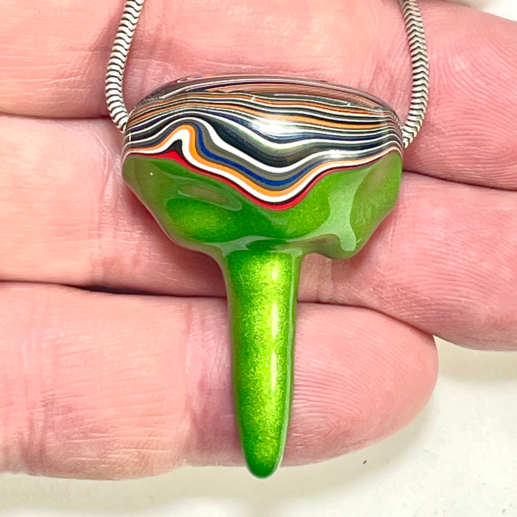 DVH Michigan Jeep Fordite Stlactite Mojito Green Bead Pendant 27x40x18mm (6306) - DVHdesigns