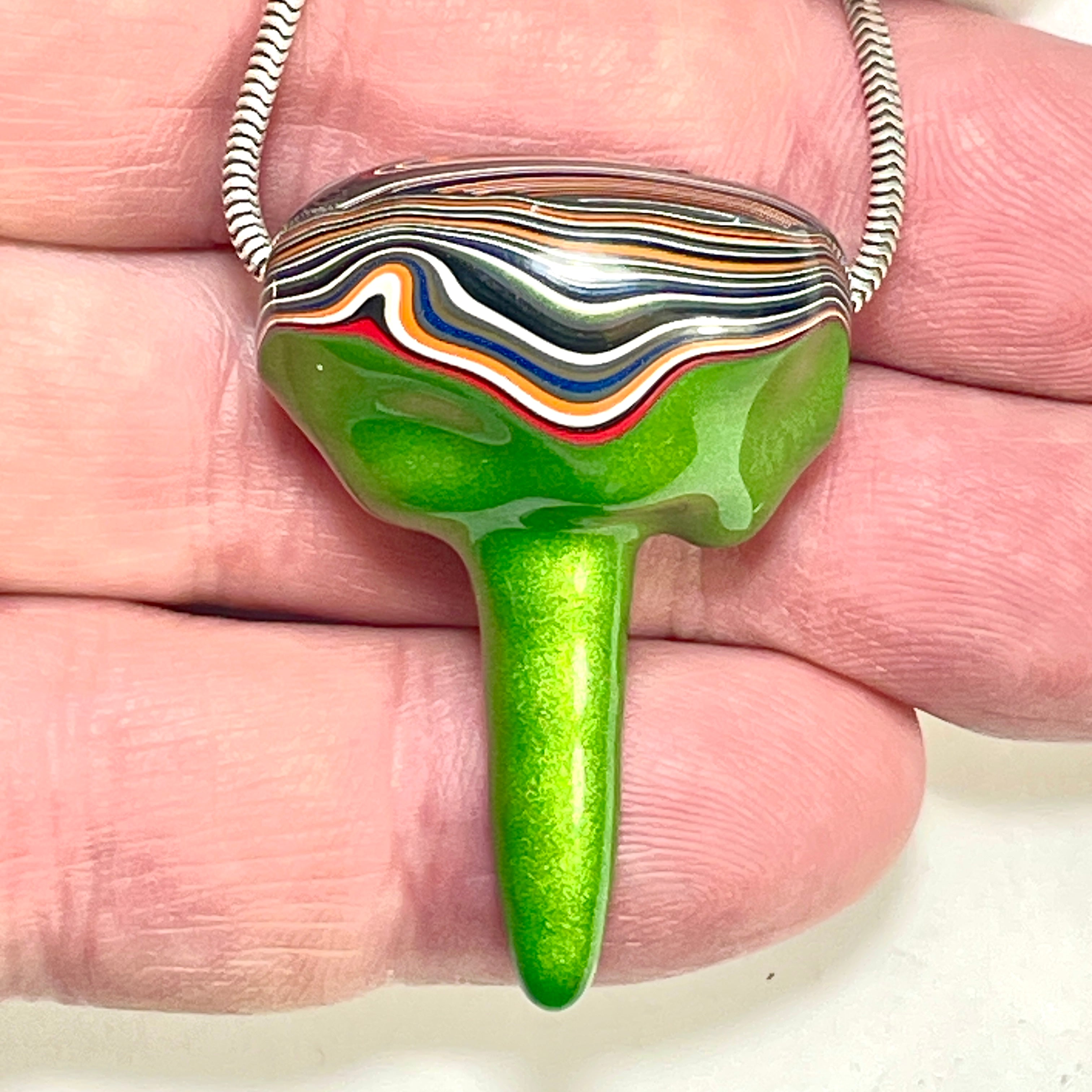 DVH Michigan Jeep Fordite Stlactite Mojito Green Bead Pendant 27x40x18mm (6306) - DVHdesigns