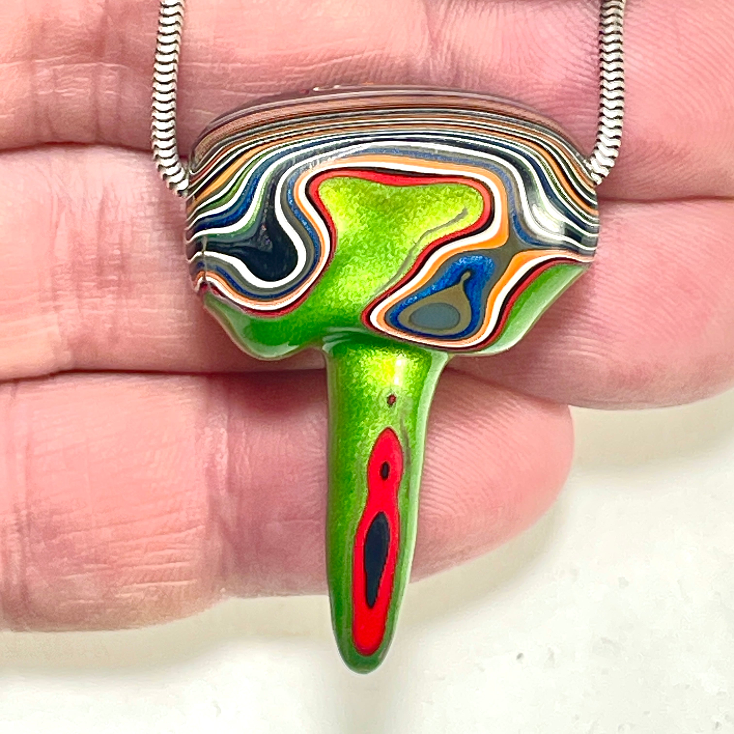 DVH Michigan Jeep Fordite Stlactite Mojito Green Bead Pendant 27x40x18mm (6306) - DVHdesigns