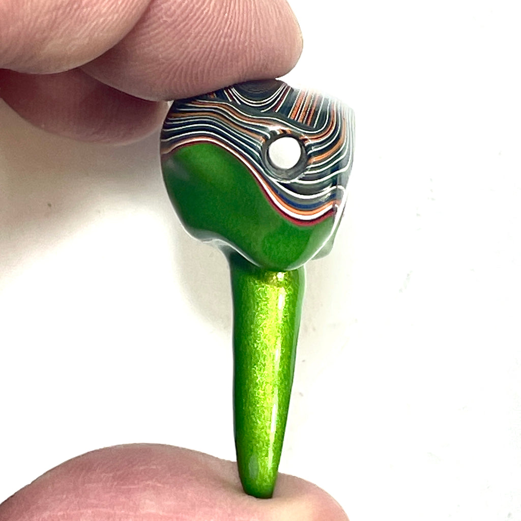 DVH Michigan Jeep Fordite Stlactite Mojito Green Bead Pendant 27x40x18mm (6306) - DVHdesigns