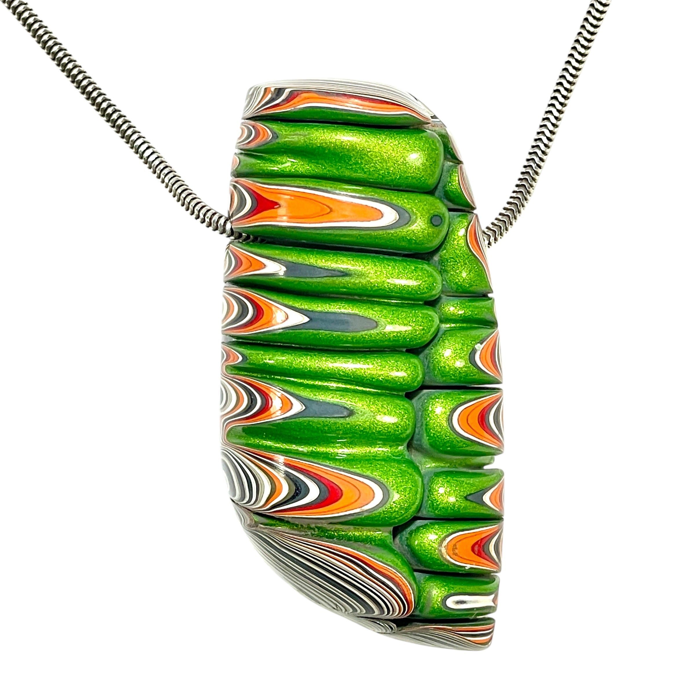 DVH Michigan Jeep Fordite Mojito Green Bead Pendant 48x24x16mm (6307) - DVHdesigns