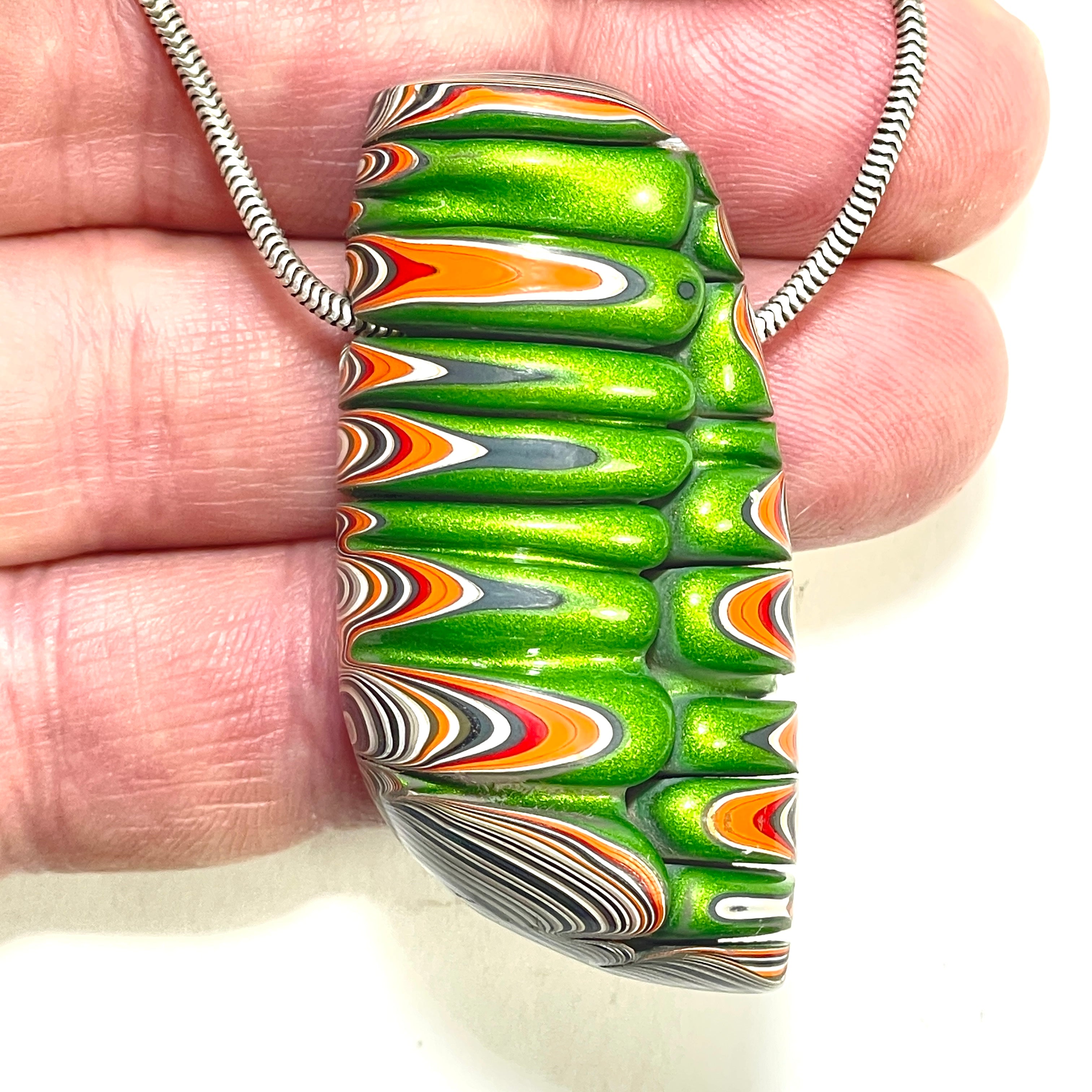 DVH Michigan Jeep Fordite Mojito Green Bead Pendant 48x24x16mm (6307) - DVHdesigns
