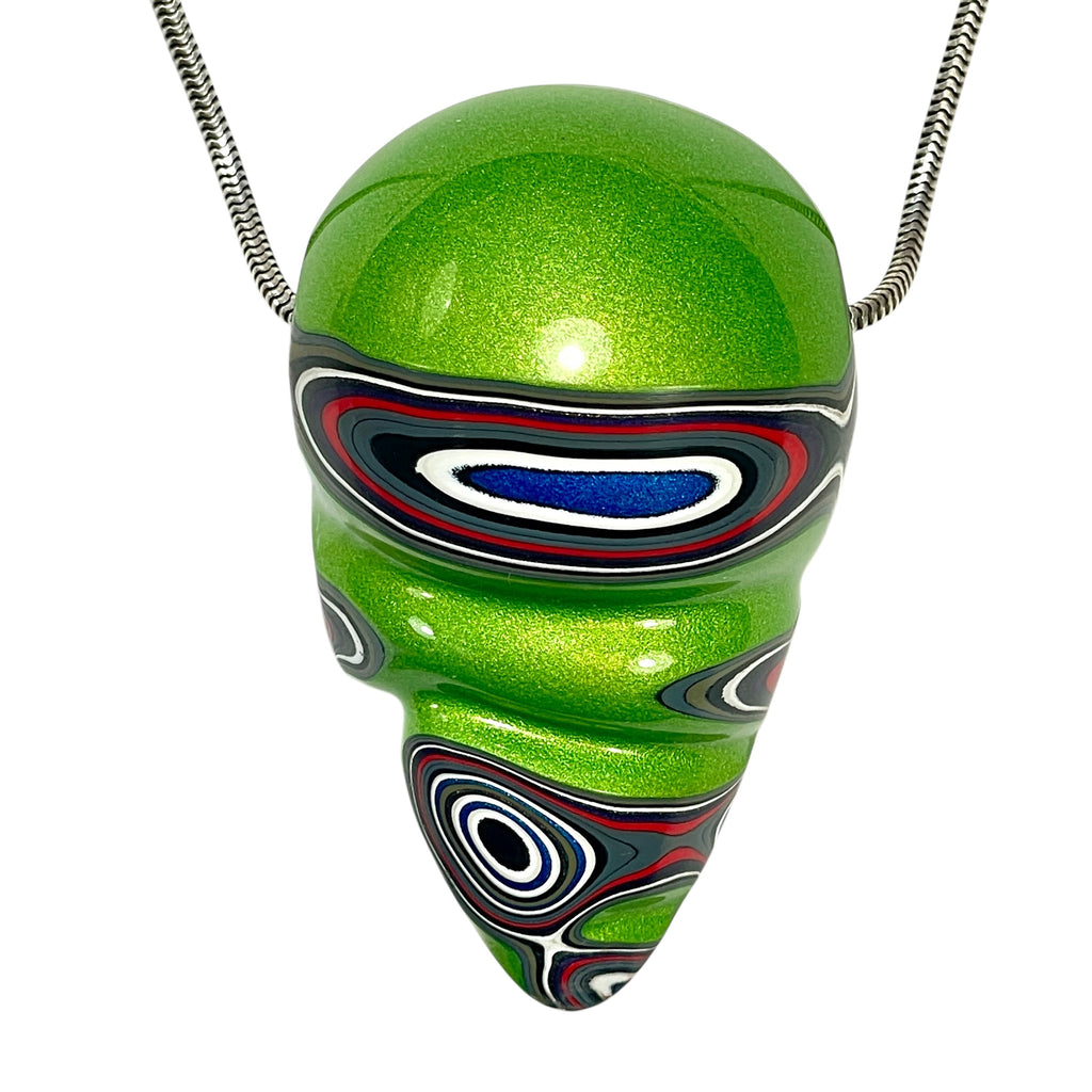 DVH Michigan Jeep Fordite Mojito Green Bead Pendant 53x32x21mm (6308) - DVHdesigns