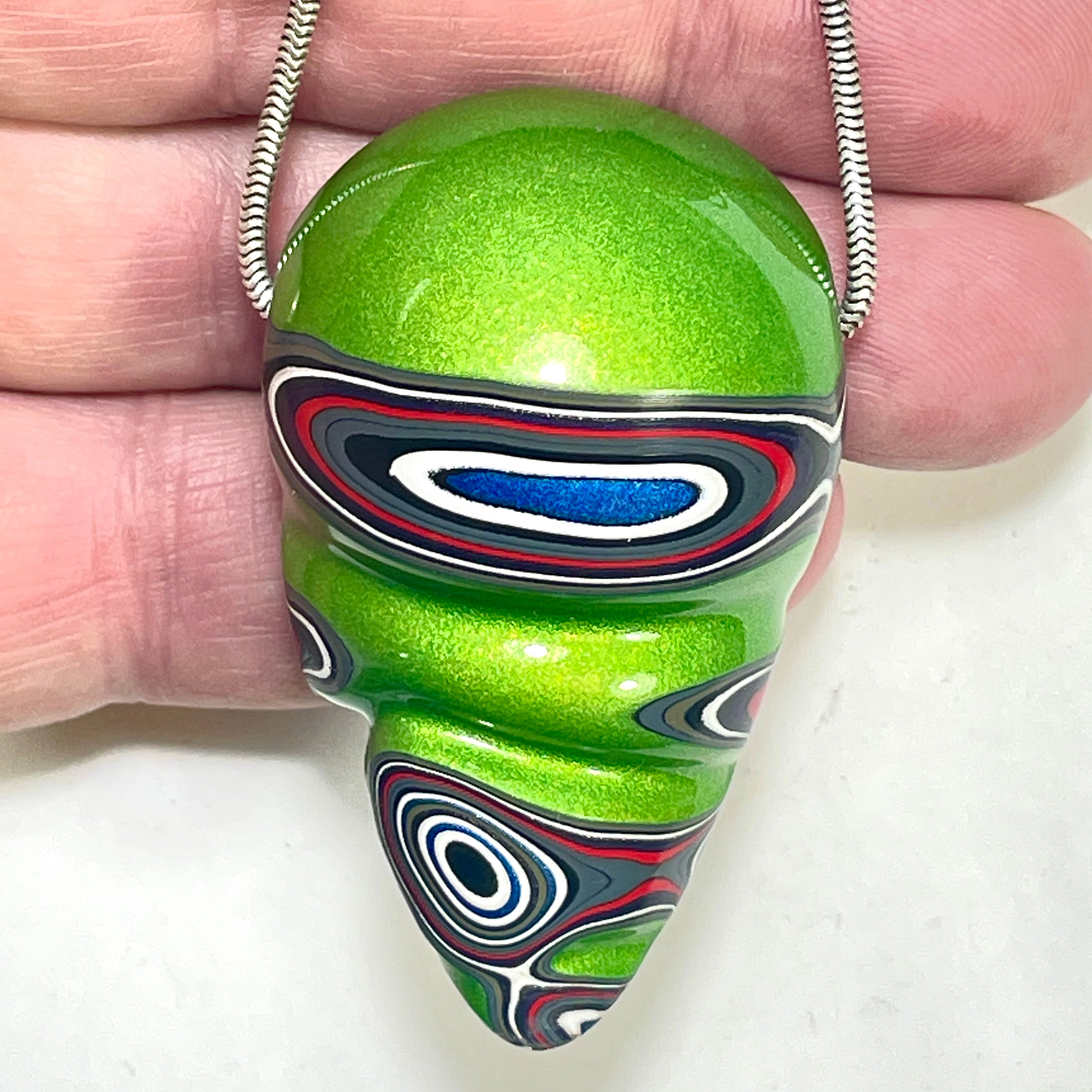 DVH Michigan Jeep Fordite Mojito Green Bead Pendant 53x32x21mm (6308) - DVHdesigns