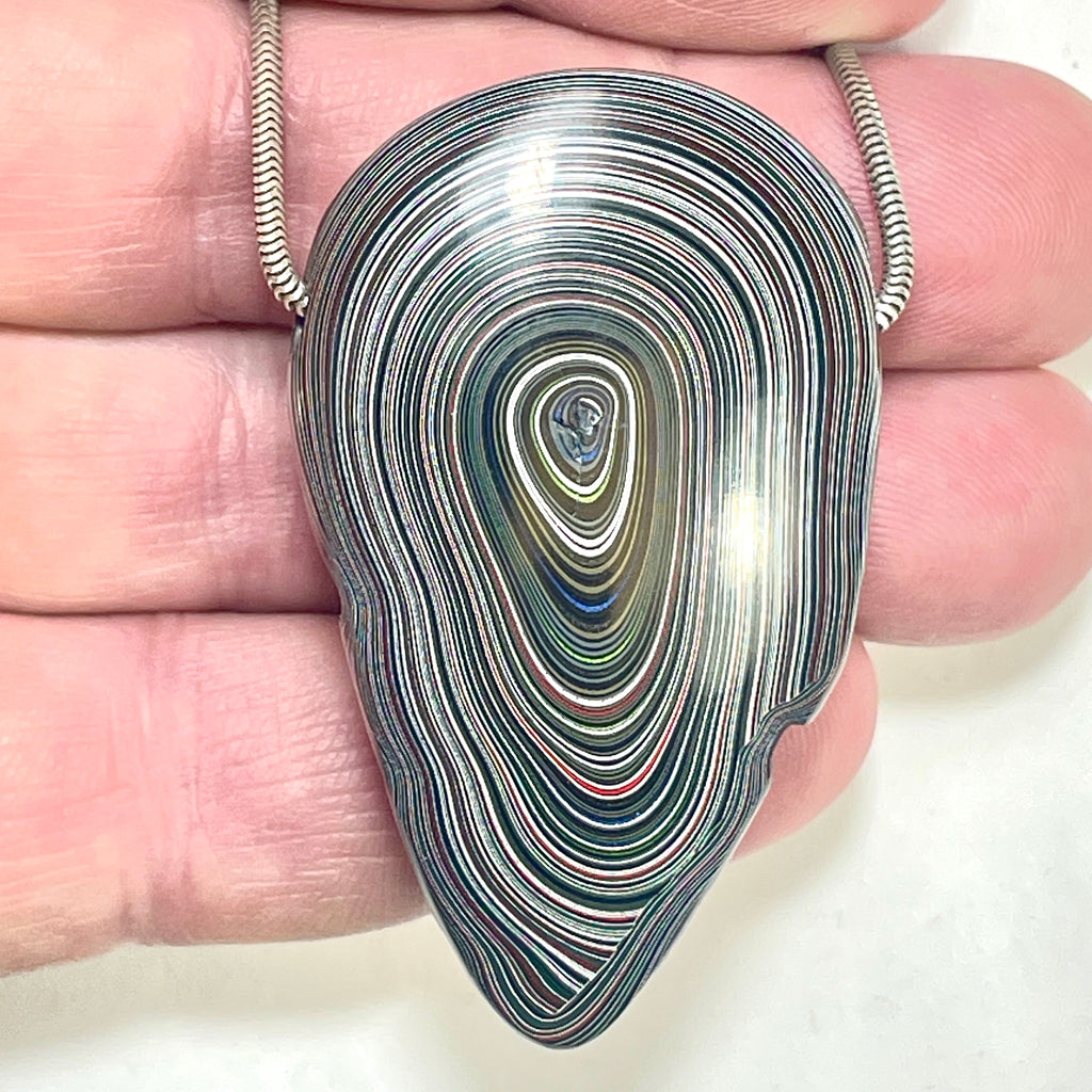 DVH Michigan Jeep Fordite Mojito Green Bead Pendant 53x32x21mm (6308) - DVHdesigns