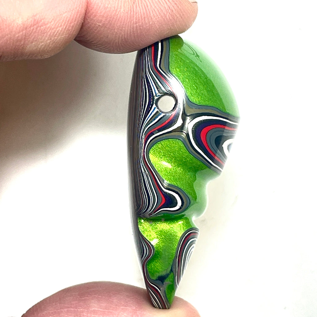 DVH Michigan Jeep Fordite Mojito Green Bead Pendant 53x32x21mm (6308) - DVHdesigns