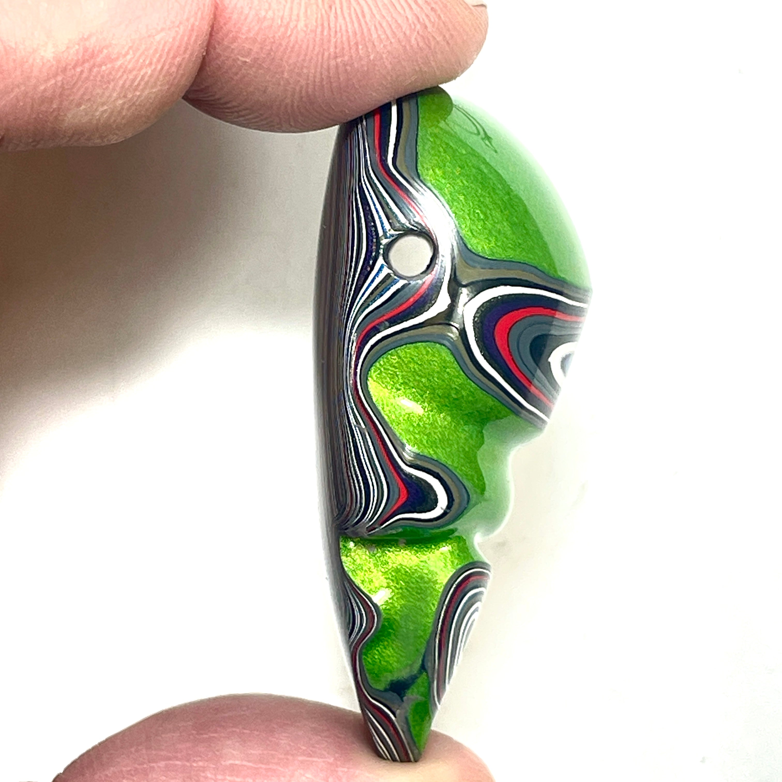 DVH Michigan Jeep Fordite Mojito Green Bead Pendant 53x32x21mm (6308) - DVHdesigns