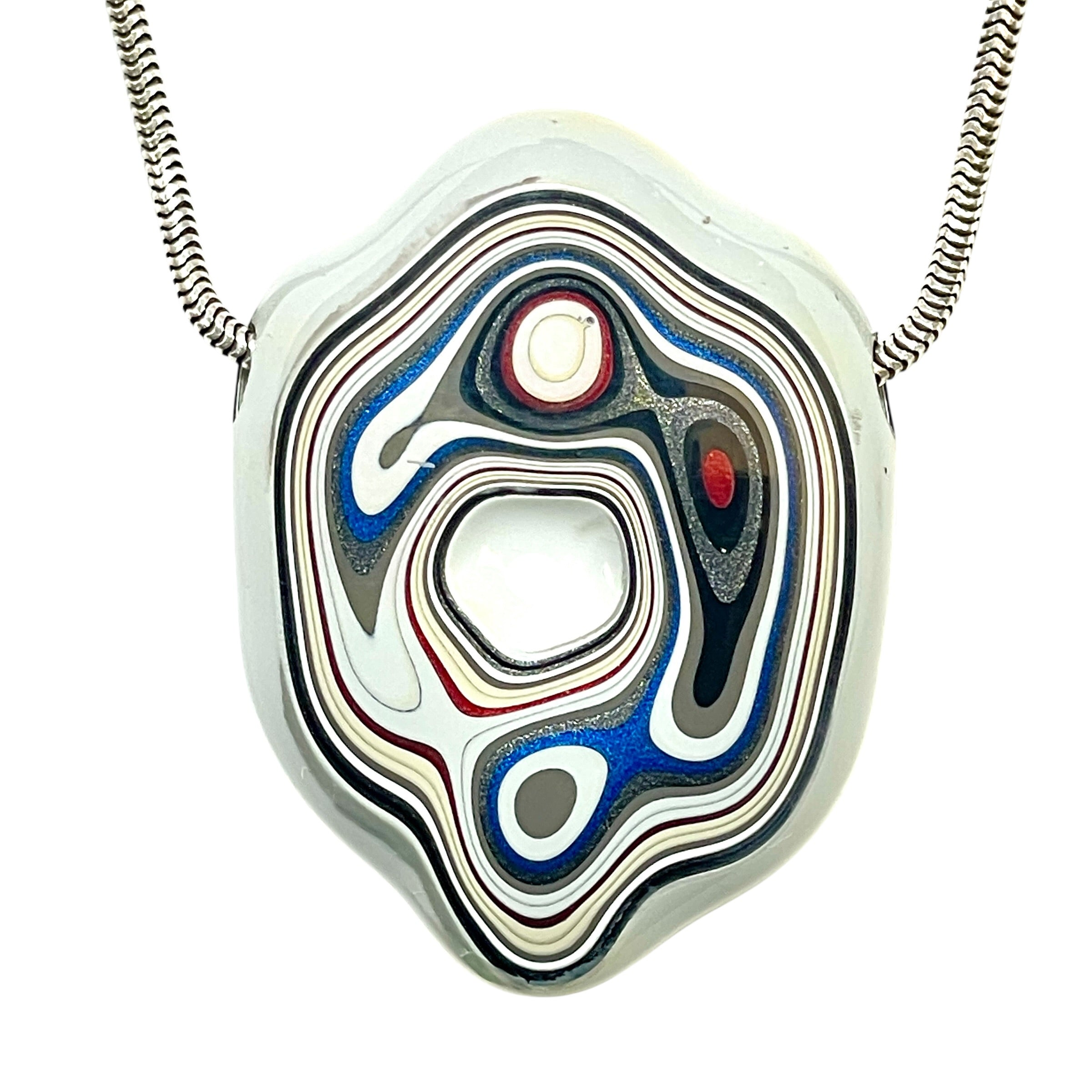 DVH Rare Michigan Fordite Hex Bolt Bead Pendant Chv Frd Jp 39x29x10mm (6309) - DVHdesigns
