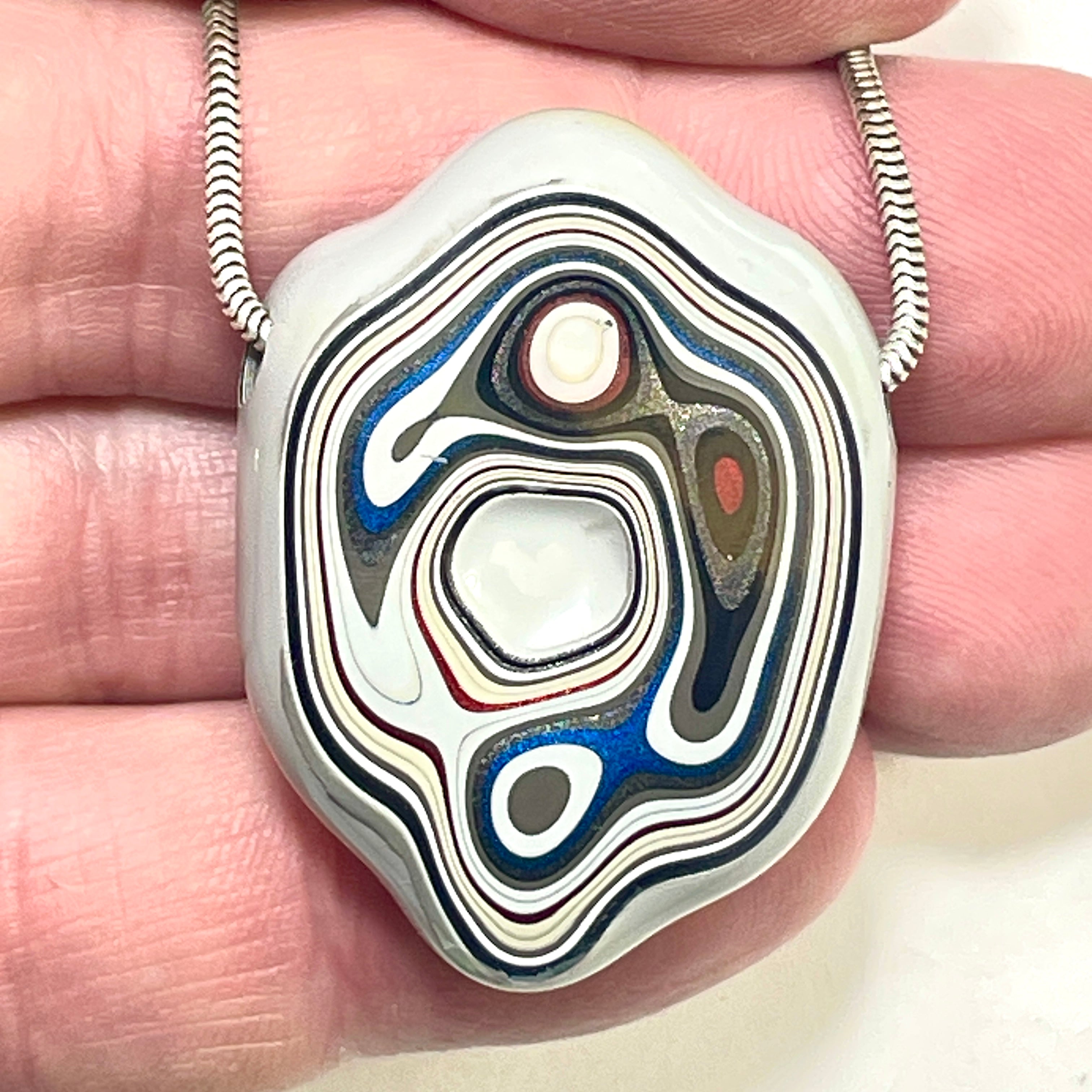 DVH Rare Michigan Fordite Hex Bolt Bead Pendant Chv Frd Jp 39x29x10mm (6309) - DVHdesigns