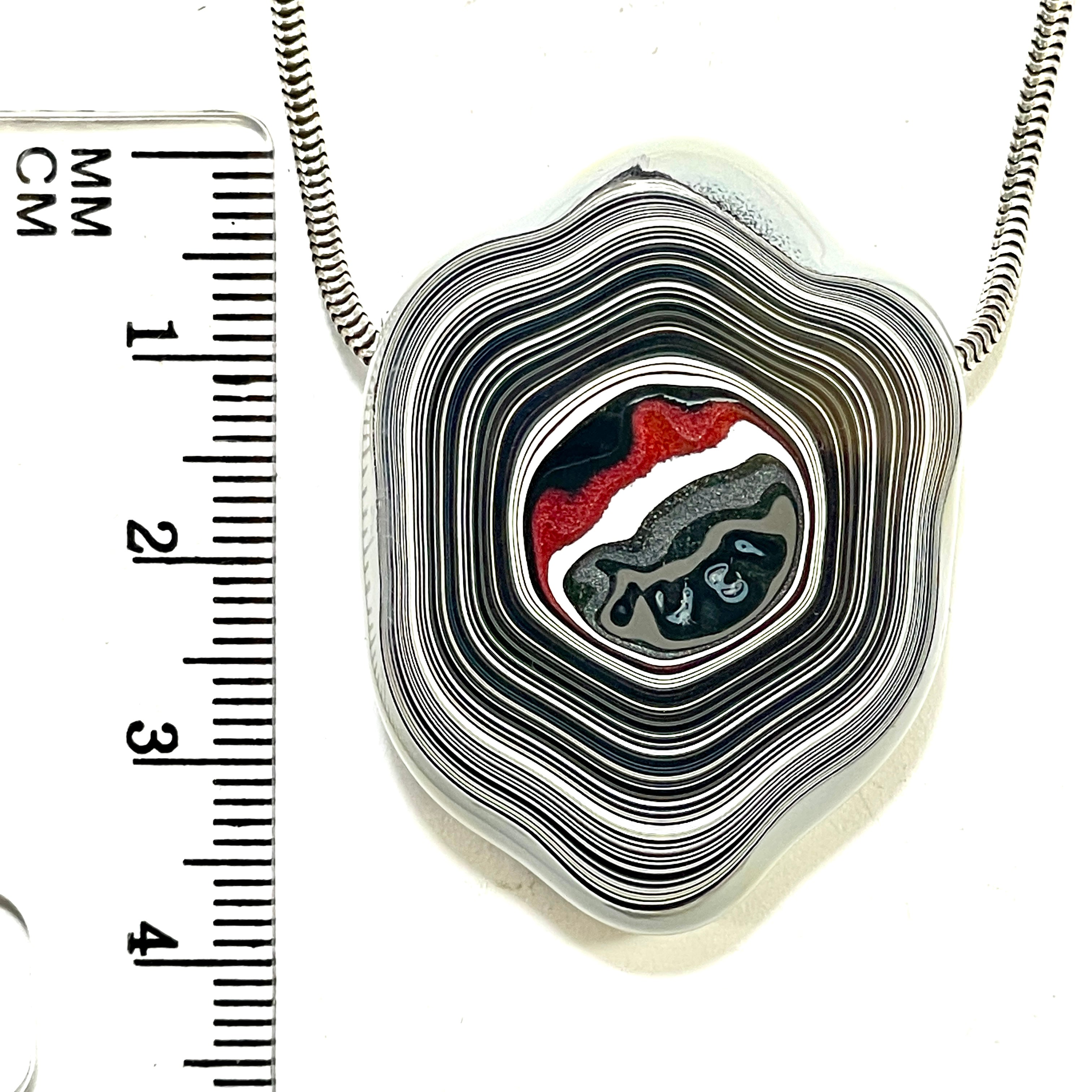 DVH Rare Michigan Fordite Hex Bolt Bead Pendant Chv Frd Jp 39x29x10mm (6309) - DVHdesigns