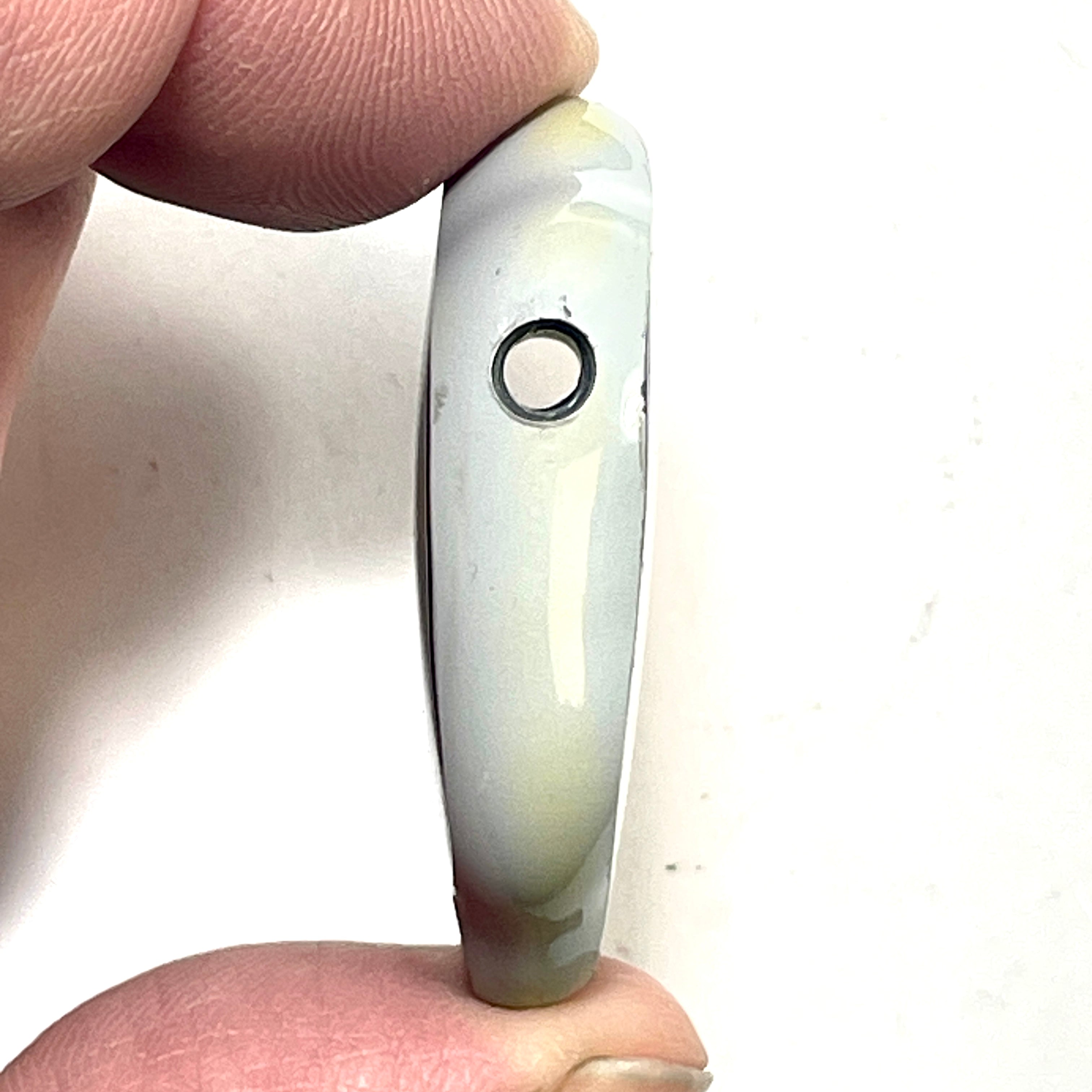 DVH Rare Michigan Fordite Hex Bolt Bead Pendant Chv Frd Jp 39x29x10mm (6309) - DVHdesigns