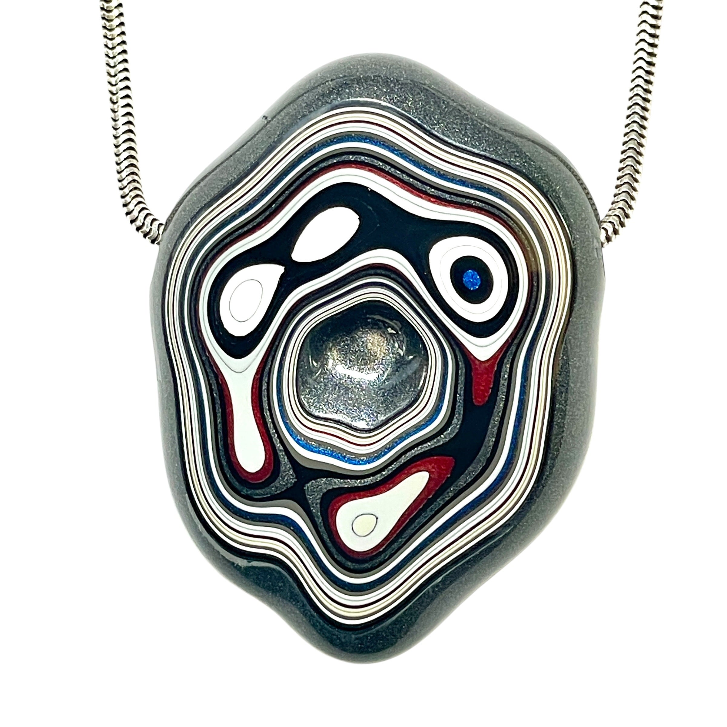 DVH Rare Michigan Fordite Hex Bolt Bead Pendant Chv Frd Jp 41x31x12mm (6310) - DVHdesigns