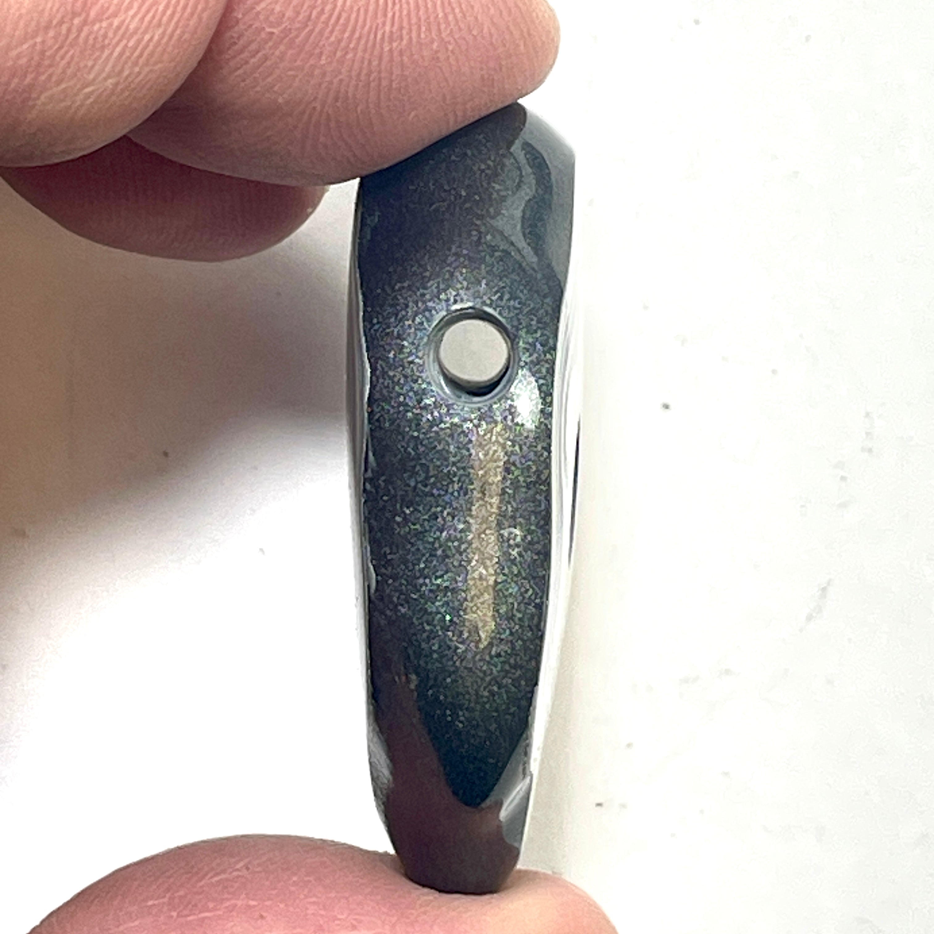 DVH Rare Michigan Fordite Hex Bolt Bead Pendant Chv Frd Jp 41x31x12mm (6310) - DVHdesigns