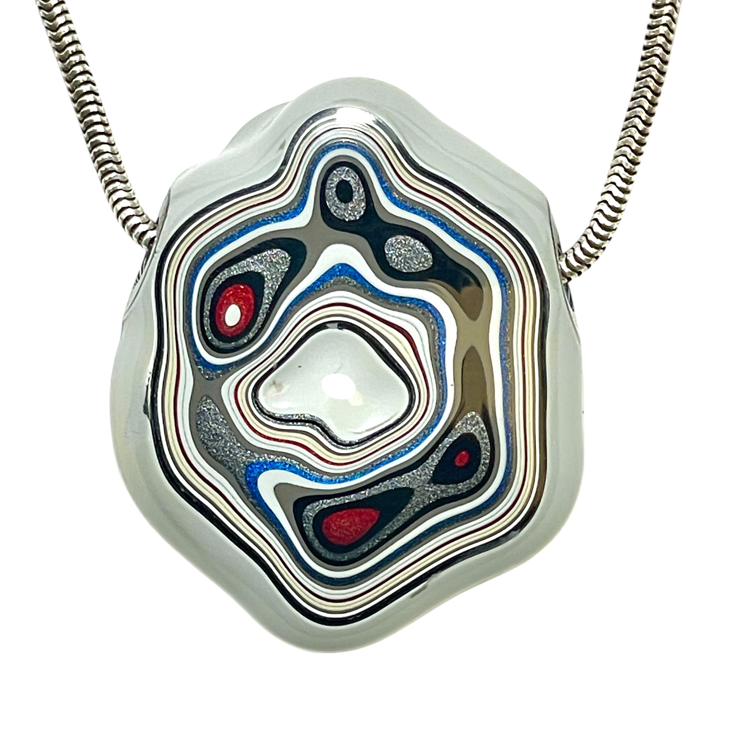 DVH Rare Michigan Fordite Hex Bolt Bead Pendant Chv Frd Jp 33x28x8mm (6311) - DVHdesigns