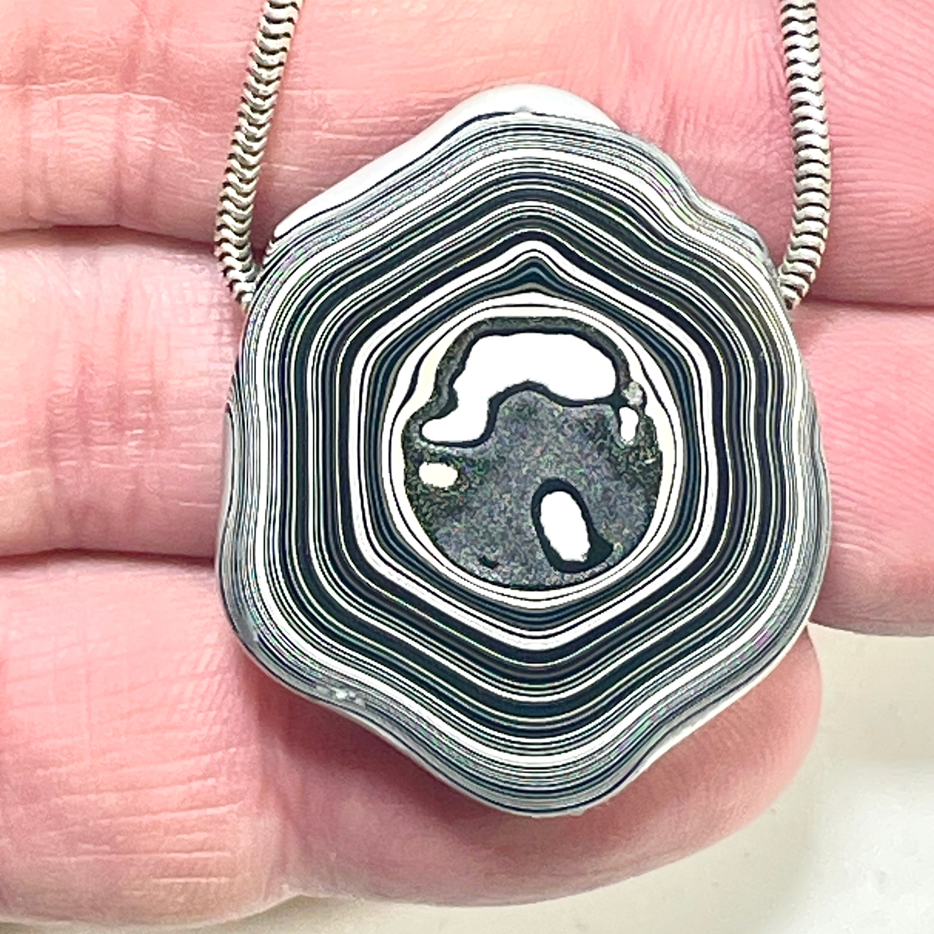DVH Rare Michigan Fordite Hex Bolt Bead Pendant Chv Frd Jp 33x28x8mm (6311) - DVHdesigns