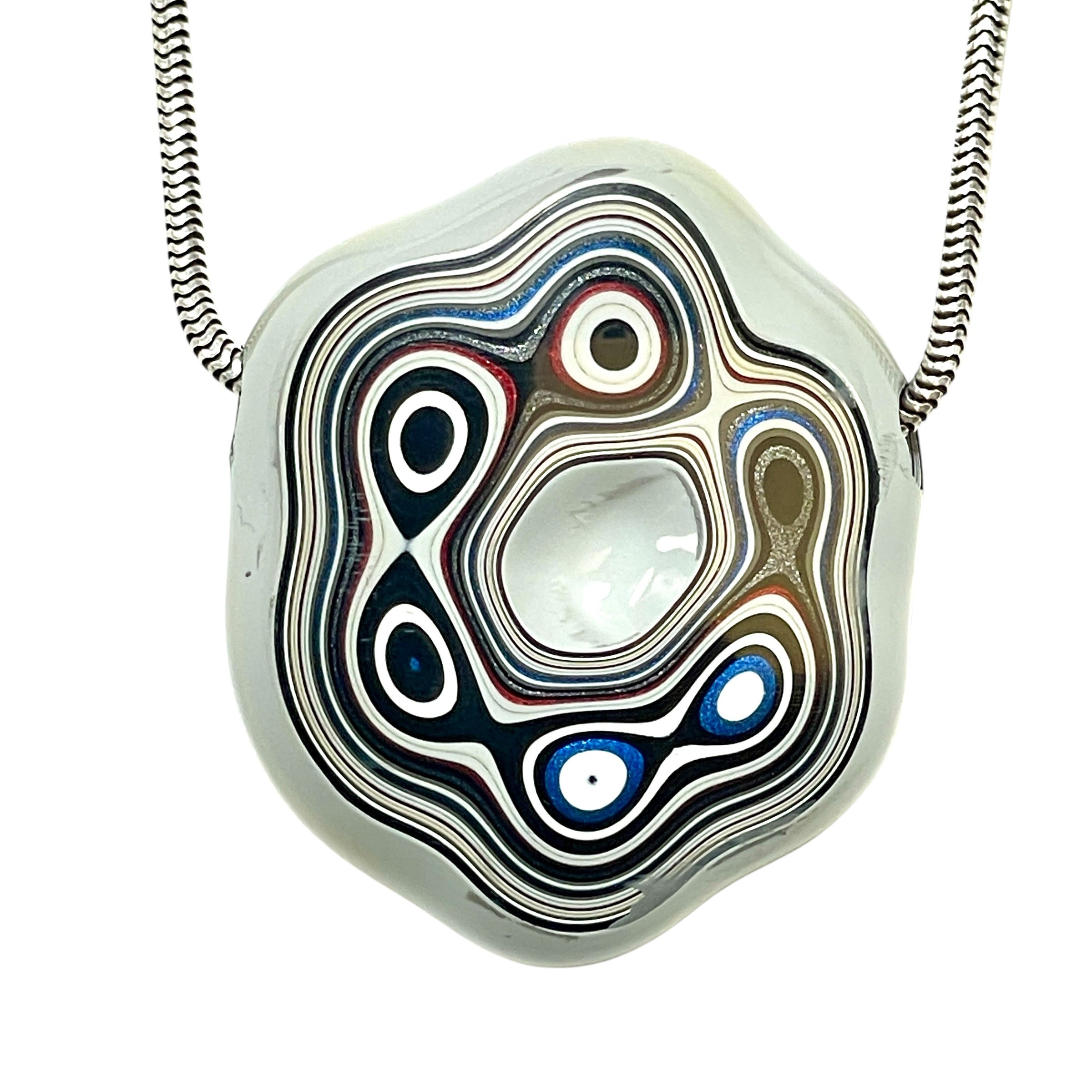 DVH Rare Michigan Fordite Hex Bolt Bead Pendant Chv Frd Jp 36x30x11mm (6312) - DVHdesigns