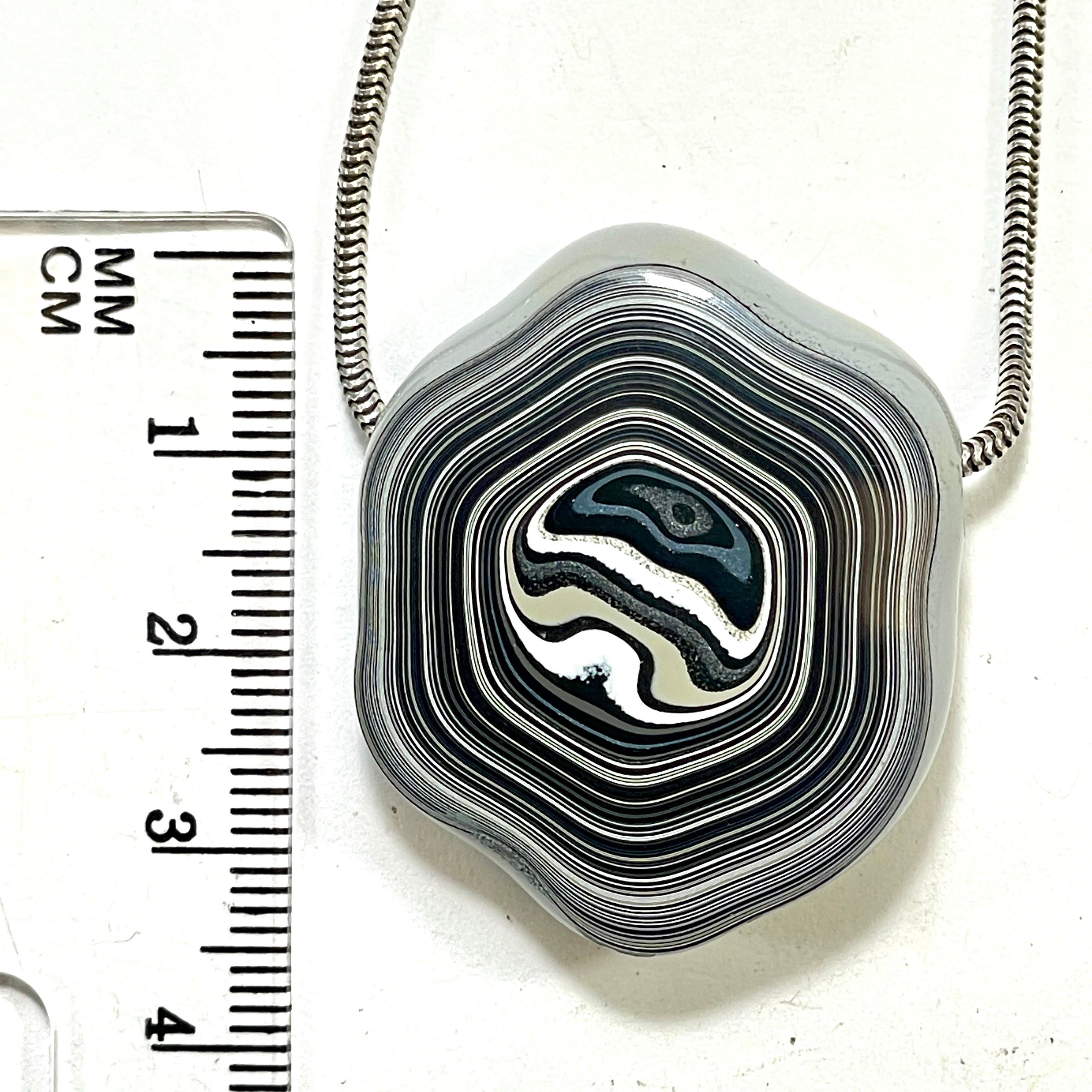DVH Rare Michigan Fordite Hex Bolt Bead Pendant Chv Frd Jp 36x30x11mm (6312) - DVHdesigns